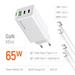 COLORWAY 2x USB-C, 1x USB-A/ síťová nabíječka/ GaN/ PD/ PPS/ 65W/ Včetně 2x kabelů, USB-C-USB-C, USB-C- CW-CHS058PDCL-WT