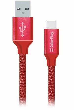 Colorway Datový Kabel Usb /Type-C/ 1m/ 2.1A/ Červený CW-CBUC003-RD