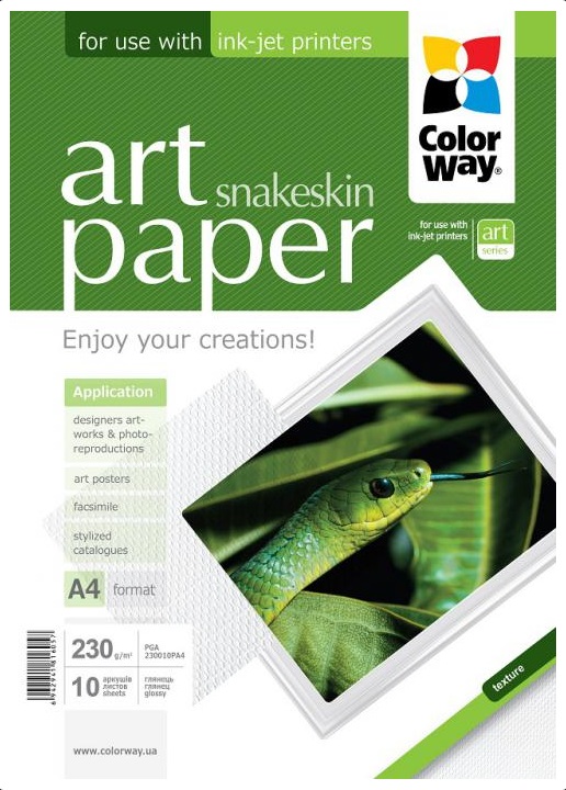 COLORWAY fotopapier/ ART glossy texture "snakeskin" 230g/m2, A4/ 10 kusov