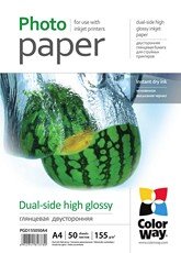 COLORWAY fotopapír/ dual-side high glossy 155g/m2, A4/ 50 kusů PGD155050A4