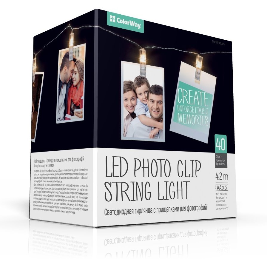 COLORWAY LED fotokolíčký / 40 kolíčků / délka 4,2 m / 3x AA CW-LCP-40L42B