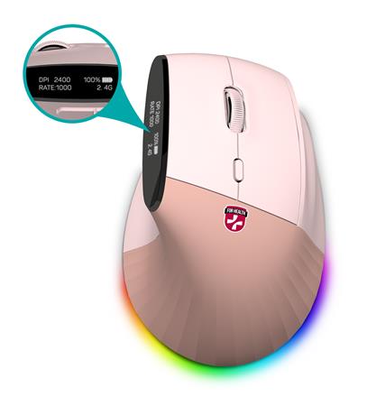 CONNECT IT FOR HEALTH ergonomická vertikální myš s displejem, bezdrátová,2x BT,USB 2,4GHz, RGB Podsvícení, r CMO-4410-PK