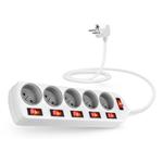 CONNECT IT prodlužovací kabel , 5 zásuvek, 2 m, s vypínači (bílá) CES-1100-WH