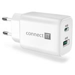 CONNECT IT Wanderer2 GaN nabíjecí adaptér 1×USB-C + 1xUSB-A, 33W PD, BÍLÝ CWC-2080-WH