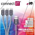 CONNECT IT Wirez 3in1 USB-C & Micro USB & Lightning, silver gray, 1,2 m CI-1229