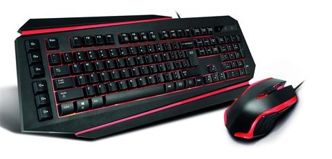 CRONO set CM637/ drátová klávesnice + myš (6 tlačítek)/ gaming/ laserová/ USB/ CZ+SK/ černo-červený