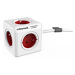 Cubenest Powercube Extended, 5× zásuvka, 1,5 m, bílá/červená, dětská pojistka, uzemnění, dok, max. 10A/250V~250 PC320RD