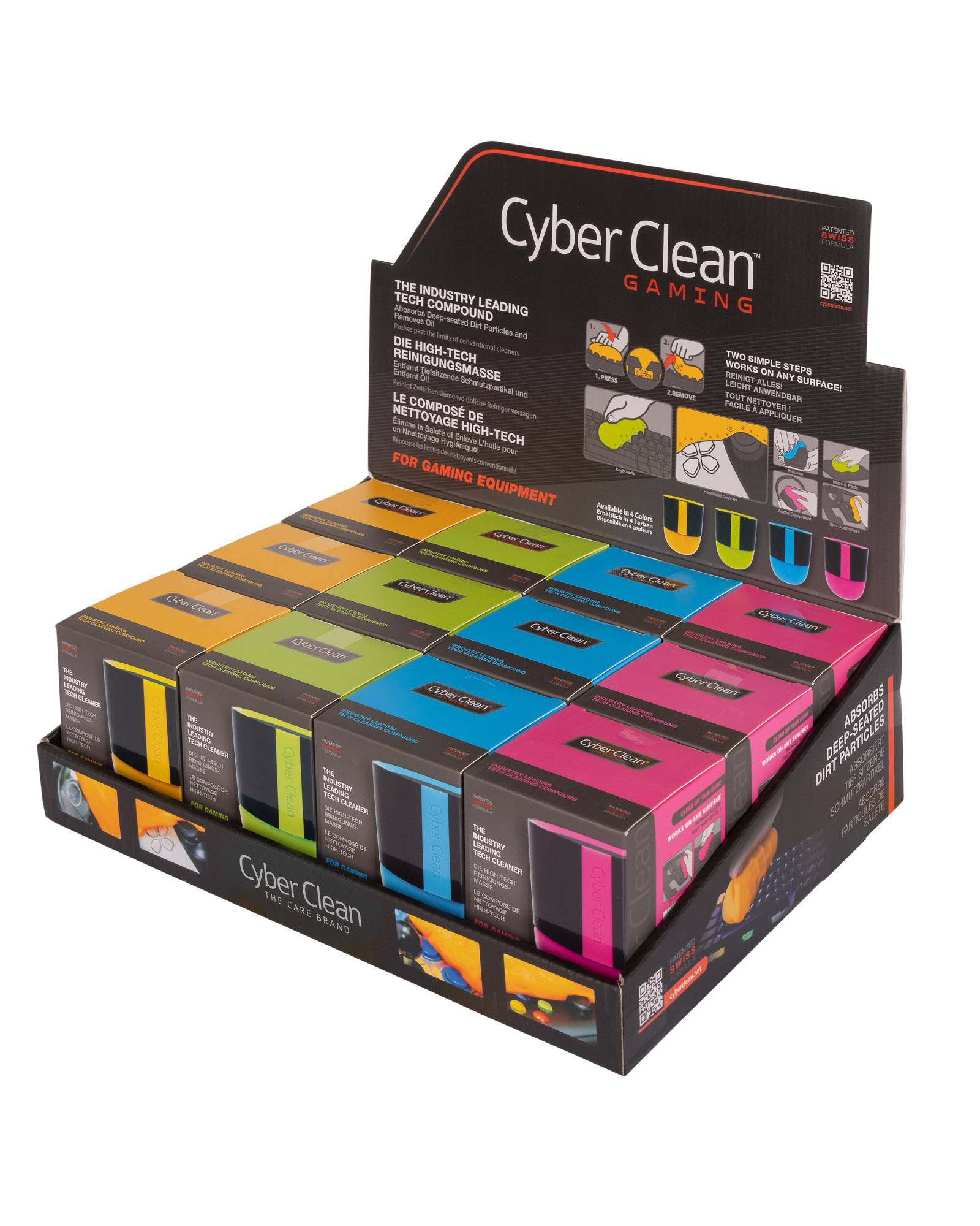 CYBERCLEAN Gaming NEW Cup 160g DISPLAY (12PCS = 3Pcs Blue + 3pcs Orange + 3pcs Green + 3pcs Pink) 46301DISPLAY