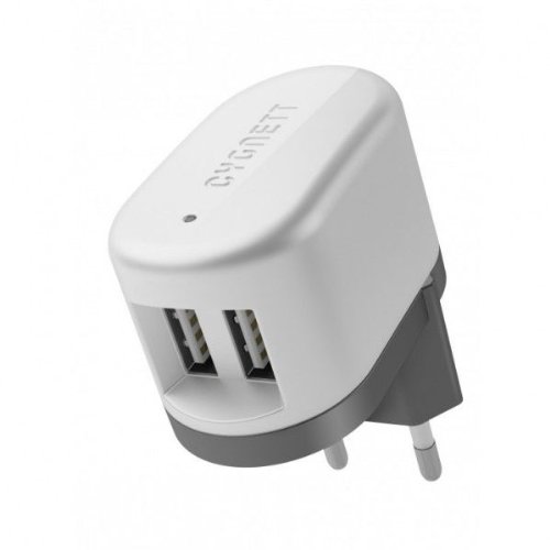 Cygnett PowerBase II EU, Dual USB, 5V/2.1A prémiová nabíjačka do steny pre tablety a smartfóny, bez kábla, b CY1095POPB2