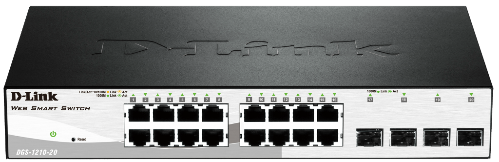 D-link DGS-1210-20 "16 10/100/1000 Base-T port with 4 x 1000Base-T /SFP ports - 16 x 10/100/1000Mbps Auto-Negotiating P