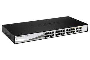 D-Link DGS-1210-28P L2/L3 Smart+ PoE switch, 24x GbE PoE+, 4x RJ45/SFP, PoE 193W