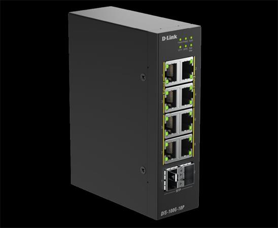 D-Link DIS-100G-10P 10-Port Gigabit Industrial PoE+ Unmanaged Switch with 2 x 2.5G SFP+ Ports