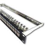 DATACOM Patch panel 19" STP 24 port CAT6A 1U černý, vyvaz.lišta, beznástrojový 8596250004582
