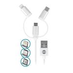 Datový kabel Forever 3v1 micro USB+Lightning+USB-C 1m 1,5A bílý T_01625
