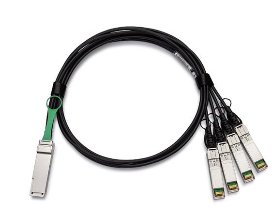 Dell Networking Cable 40GbE (QSFP+) to 4 x 10GbE SFP+ Passive Copper Breakout Cable 3 Meters Customer Install 470-AAXG