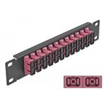 Delock 10" patch panel pro optická vlákna, 12 portů, SC Duplex, fialový, 1U, černý 66775
