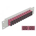 Delock 10” patch panel pro optická vlákna, 12 portů, SC Duplex, fialový, 1U, šedý 66795