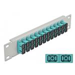 Delock 10” patch panel pro optická vlákna, 12 portů, SC Duplex, sv. modrý, 1U, šedý 66794