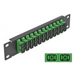 Delock 10" patch panel pro optická vlákna, 12 portů, SC Duplex, zelený, 1U, černý 66772