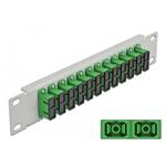 Delock 10” patch panel pro optická vlákna, 12 portů, SC Duplex, zelený, 1U, šedý 66792