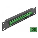 Delock 10" patch panel pro optická vlákna, 12 portů, SC Simplex, zelený, 1U, černý 66761