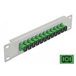 Delock 10” patch panel pro optická vlákna, 12 portů, SC Simplex, zelený, 1U, šedý 66782