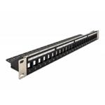 Delock 19” Keystone Patch Panel 24 Portů naklápěcích černý 66865