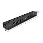 Delock 19” Management panel pro správu kabelů, se 2 otvory, 1U, kov / plast, černý 81555