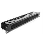Delock 19” panel pro správu kabelů, s kartáčem a 2 otvory, 1U, černý 67628