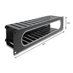Delock 19” Routing panel k vedení kabelů, s otvorem a ochranou okraje, 2U, černý 67279