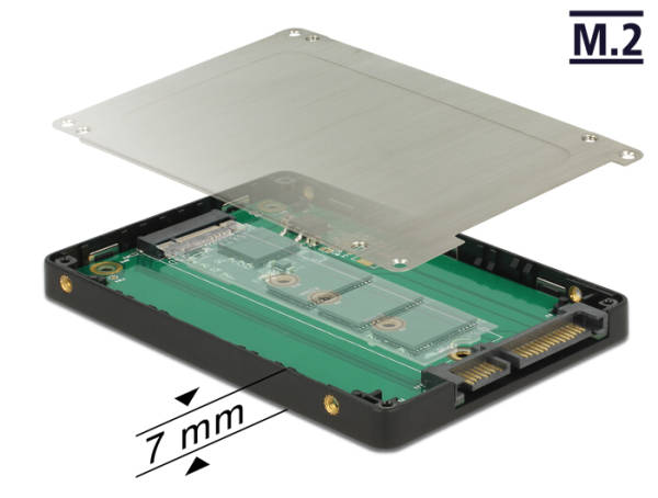 Delock 2.5” konvertor SATA 22 Pin > M.2 s pouzdrem 62792