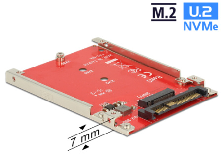 Delock 2.5” Převodník U.2 SFF-8639 > M.2 NVMe Key M - 7 mm 62725