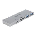 DeLock 3 Port Hub and 2 Slot Card Reader for MacBook with PD 3.0 and retractable USB Type-C Connect 64078