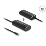 Delock 4 portový rozbočovač USB 10 Gbps s rozhraním USB Type-C™ a s konektorem, kabelem délky 60 cm a spínačem pro 64233