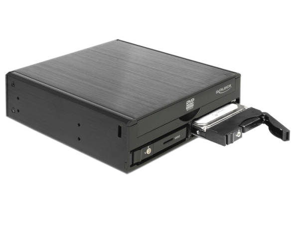 Delock 5.25” Mobilní rámeček pro 1 x 5.25” Slim Drive + 2 x 2.5” SATA HDD / SSD 47230