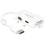 DeLOCK - Adaptér DisplayPort - DisplayPort (M) do HD-15 (VGA), HDMI, DisplayPort (F) - 16 cm - bílá 62655