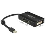 DeLOCK - Adaptér DisplayPort - Mini DisplayPort (M) do DVI-D, HDMI, DisplayPort (F) - 16 cm - černá 62623