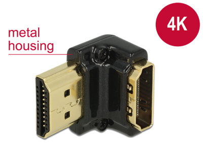 Delock Adaptér High Speed HDMI s Ethernetem – HDMI-A samice > HDMI-A samec 4K 90° pravoúhlý dolů černý 65662