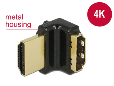 Delock Adaptér High Speed HDMI s Ethernetem – HDMI-A samice > HDMI-A samec 4K 90° pravoúhlý nahoru černý 65663
