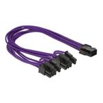 Delock - Adaptér napájení - 8 pinové napájení PCIe (6+2) (M) do 6 pin PCIe power (F) - 30 cm - purp 83704