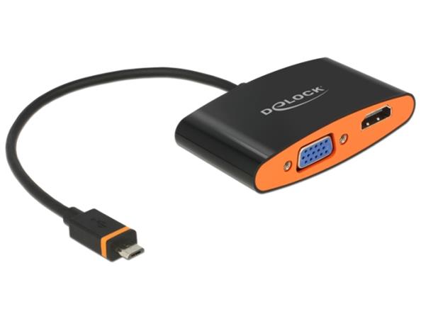 Delock adaptér SlimPort / MyDP (M) > HDMI / VGA (F) + Micro USB (F) 65561