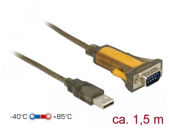 Delock Adaptér USB 2.0 Typ-A > 1 x Sériový RS-232 DB9 rozšířený teplotní rozsah 65840