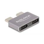 Delock Adaptér USB 40 Gbps USB Type-C™ ze 2 x zástrčkových portů na 2 x zásuvkové, k ochraně portů, kovový 60055