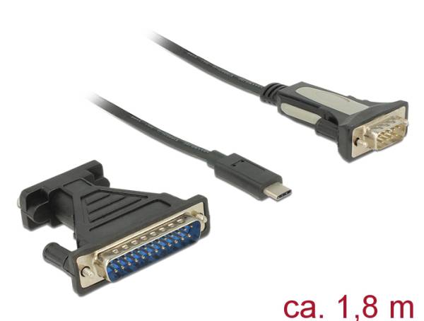 Delock Adaptér USB Type-C™ > 1 x Sériový DB9 RS-232 + Adaptér DB25 62904