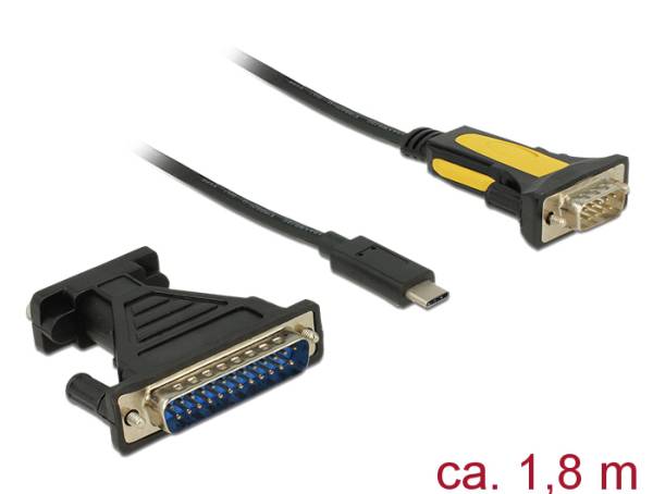 Delock Adaptér USB Type-C™ > 1 x Sériový DB9 RS-232 + Adaptér DB25 62905
