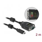 Delock Adaptér USB Type-C™ na sériové rozhraní DB9 s devíti LED se zkoušečkou rozhraní RS-232 90414