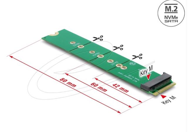 Delock Adaptér ze zástrčky M.2 Key M na slot M.2 Key M - šetřič portů a prodlužování 64367