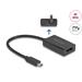 Delock Adaptér ze zásuvku DisplayPort na zástrčky USB Type-C™ (DP Alt Mode), 4K, s PD o výkonu 85 W 61059