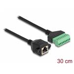 Delock Adaptér ze zásuvky kabelu RJ45 Cat.6 na svorkovnici, pro vestavbu, 30 cm, dvoudílný 66054