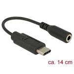 DeLOCK - Audio adaptér - USB-C (M) do stereo mini jack (F) - USB 2.0 - 14 cm - černá 65842